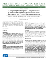 Comparing the Maryland Comprehensive Cancer Control Plan With Federal Cancer Prevention and Control Recommendations