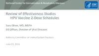 Review of Effectiveness Studies HPV Vaccine 2Dose Schedules