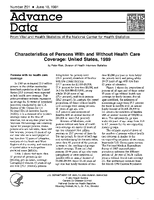 Characteristics of Persons With and Without Health Care Coverage United States 1989