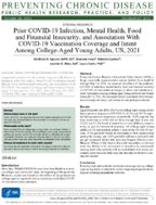 Prior COVID19 Infection Mental Health Food and Financial Insecurity and Association With COVID19 Vaccination Coverage and Intent Among CollegeAged Young Adults US 2021