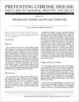 Adolescent Obesity and Social Networks