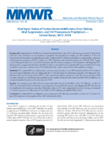 Vital Signs  Status of Human Immunodeficiency Virus Testing Viral Suppression and HIV Preexposure Prophylaxis  United States 20132018