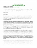 Update Addressing Public Concern About Response to Public Health Emergencies Tuesday October 02 2001 1658 EDT 458 PM EDT