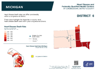 MI Congressional District 06 Heart Disease and Federally Qualified Health Centers Map 118th Congress