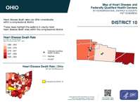 OH Congressional District 10 Heart Disease and Federally Qualified Health Centers Map 119th Congress