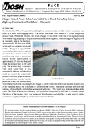 Flagger Struck from Behind and Killed by a Truck Intruding into a Highway Construction Work Zone  Wisconsin FACE 200002