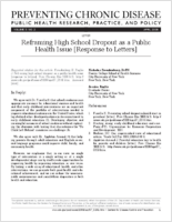 Reframing High School Dropout as a Public Health Issue Response to Letters