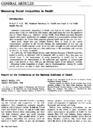 Measuring Social Inequalities In Health Report On The Conference Of The National Institutes Of Health