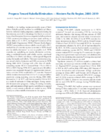 Progress Toward Rubella Elimination  Western Pacific Region 20002019