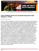 Line of Duty Death Report F202207 Career Firefighter Dies from Crush Injuries During Sand Trailer Operations  Florida