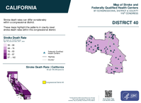 CA Congressional District 40 Stroke and Federally Qualified Health Centers Map 119th Congress