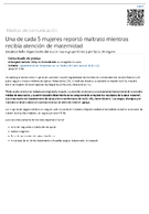 Una de cada 5 mujeres report maltrato mientras reciba atencin de maternidad  Encuesta halla disparidades claras por raza o grupo tnico y por tipos de seguro  Comunicado de prensa Embargado hasta la 100 p m hora del este 22 de agosto de 2023