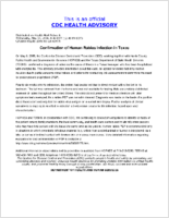 Confirmation of Human Rabies Infection in Texas Wednesday May 10 2006 040 EDT 1240 PM EDT