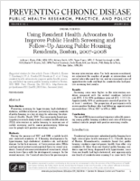 Using Resident Health Advocates to Improve Public Health Screening and FollowUp Among Public Housing Residents Boston 20072008