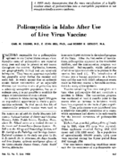 Poliomyelitis in Idaho after use of live virus vaccine