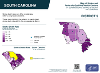 SC Congressional District 05 Stroke and Federally Qualified Health Centers Map 119th Congress