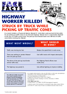 FACE Facts Highway Worker Killed Struck by Truck While Picking Up Traffic Cones