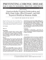 Oportunidades Program Participation and Body Mass Index Blood Pressure and SelfReported Health in Mexican Adults