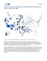 West Nile virus neuroinvasive disease incidence reported to ArboNET by county United States 2015