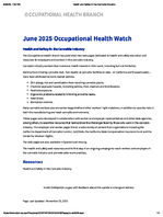 June 2025 Occupational Health Watch Health and Safety in the Cannabis Industry