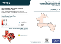 TX Congressional District 07 Heart Disease and Federally Qualified Health Centers Map 119th Congress