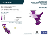 CA Congressional District 03 Stroke and Federally Qualified Health Centers Map 119th Congress
