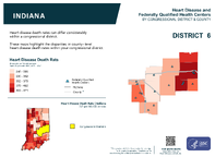 IN Congressional District 06 Heart Disease and Federally Qualified Health Centers Map 118th Congress