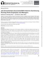Job Characteristics Associated with Intent to Quit Among Nursing Home Employees and Managers