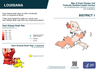 LA Congressional District 01 Heart Disease and Federally Qualified Health Centers Map 119th Congress