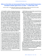 Advisory Committee on Immunization Practices Recommended Immunization Schedule for Adults Aged 19 Years or Older  United States 2015