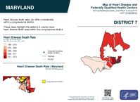 MD Congressional District 07 Heart Disease and Federally Qualified Health Centers Map 119th Congress
