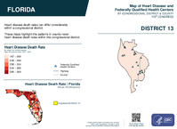 FL Congressional District 13 Heart Disease and Federally Qualified Health Centers Map 119th Congress