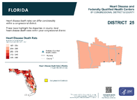FL Congressional District 25 Heart Disease and Federally Qualified Health Centers Map 118th Congress