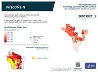 WI Congressional District 03 Heart Disease and Federally Qualified Health Centers Map 118th Congress
