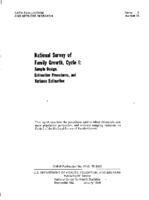 National Survey of Family Growth Cycle I Sample Design Estimation Procedures and Variance Estimation