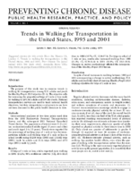 Trends in Walking for Transportation in the United States 1995 and 2001