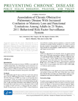 Association of Chronic Obstructive Pulmonary Disease With Increased Confusion or Memory Loss and Functional Limitations Among Adults in 21 States 2011 Behavioral Risk Factor Surveillance System