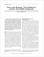 Fear and Stigma The Epidemic within the SARS Outbreak