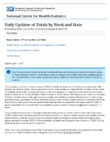 Provisional Death Counts for Coronavirus Disease COVID19 Daily Updates of Totals by Week and State Updated May 29 2020 20200601