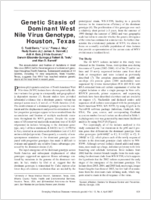 Genetic Stasis of Dominant West Nile Virus Genotype Houston Texas