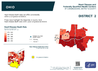 OH Congressional District 02 Heart Disease and Federally Qualified Health Centers Map 118th Congress