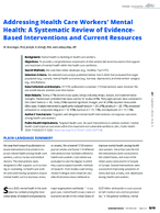 Addressing Health Care Workers Mental Health A Systematic Review of EvidenceBased Interventions and Current Resources