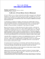 Confirmation of Human Rabies Infection in Mississippi Wednesday October 12 2005 1818 EDT 618 PM EDT