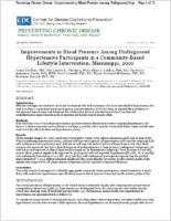 Improvements in Blood Pressure Among Undiagnosed Hypertensive Participants in a CommunityBased Lifestyle Intervention Mississippi 2010