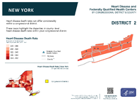 NY Congressional District 02 Heart Disease and Federally Qualified Health Centers Map 118th Congress
