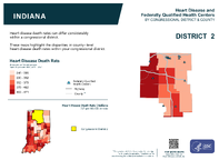 IN Congressional District 02 Heart Disease and Federally Qualified Health Centers Map 118th Congress