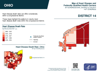 OH Congressional District 14 Heart Disease and Federally Qualified Health Centers Map 119th Congress