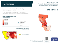 MT Congressional District 01 Heart Disease and Federally Qualified Health Centers Map 118th Congress