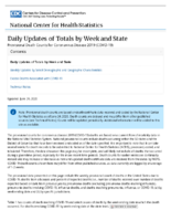 Provisional Death Counts for Coronavirus Disease COVID19 Daily Updates of Totals by Week and State Updated June 24 2020