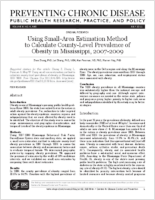 Using SmallArea Estimation Method to Calculate CountyLevel Prevalence of Obesity in Mississippi 20072009